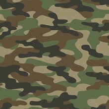 Green Abstract Camo Seamless Pattern For Print. Military Texture. Disguise. Vector Illustration.