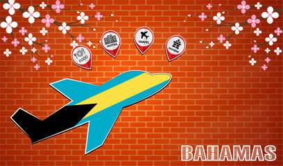 plane icon made from the flag of Bahamas