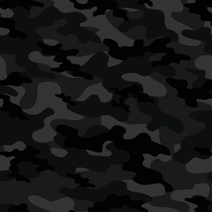 dark Abstract seamless military camo texture for print. Forest background. Vector