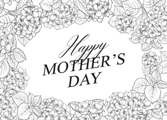 Wall Mural - Greeting card Mother's day with line art flowers. Hand drawn flower.