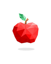 Polygon Abstract Red Apple Vector Illustration