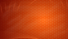 Orange Brick Wall Seamless Vector Illustration Background.