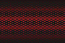 Red Carbon Fiber Hexagon Texture. Metal Mesh Black Steel Background. Dark Carbon Fiber Texture.