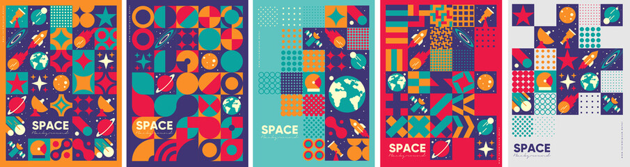 Wall Mural - space. cosmos. set of vector illustrations. abstract backgrounds, patterns on the theme of space. mi