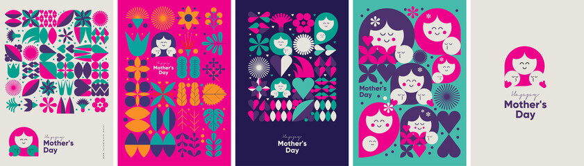 Canvas Print - mother's day. set of vector illustrations. abstract backgrounds, patterns, mother's day cards. cover