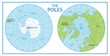 The Poles - North Pole and South Pole - Vector Detailed Illustration.