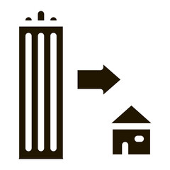 Sticker - skyscraper and house glyph icon vector. skyscraper and house sign. isolated symbol illustration