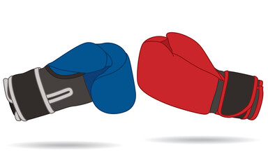 Wall Mural - boxing gloves red and blue, sparring isolated on a white background