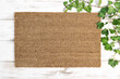 Coir doormat Floral template mockup wooden background