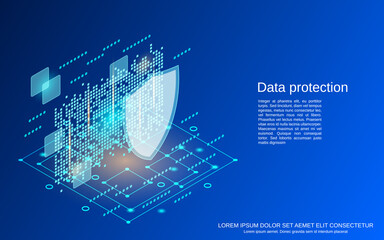 Wall Mural - Data protection, information security flat isometric vector concept illustration
