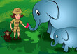 Pani weterynarz karmi arbuzami słonia i słoniątko, Przygoda z małpką na safari, przyjaciele zwierząt, w obronie zagrożonych gatunków, dzika przyroda, zew natury