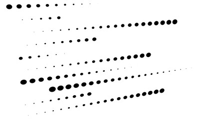 Poster - 3D dots, circles geometric arrangement in perspective. Vanishing, diminishing speckles, stipple, stippling art spatial illustration