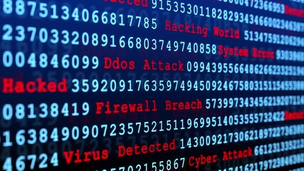 Digital binary data, streaming code matrix background Loop Animation. programming coding hacker cyberspace. 3d rendering. Digital Hacker Program Coding Cyber Screen
