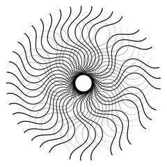 Aufkleber - Radial, radiating abstract motiff, icon, mandala element. Distorted, deformed wavy, zigzag circular lines illustration