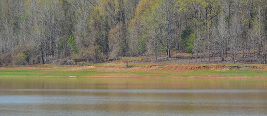 Beautiful park view of Enid Lake in George Payne Cossar State Park at Oakland, Yalobusha County, Mississippi