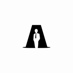 Wall Mural - letter a and business man vector logo illustration