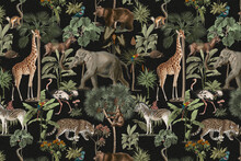 Jungle Pattern Background Wild Animals