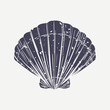 Muted navy seashell in cartoon illustration