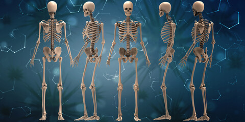 Wall Mural - 3d renderings of human skeleton
