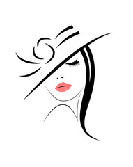 Wall Mural - Stylish black haired Woman in  hat