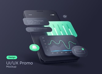 Wall Mural - realistic modern black smartphone mockup design for the mobile application.vector