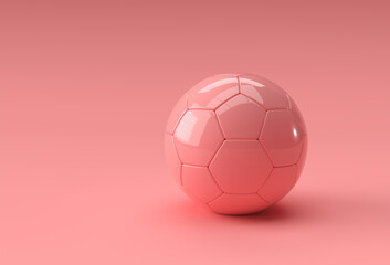 3D Render Football Illustration, Soccer Ball with Pink Background