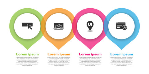Set UI or UX design, Web development, and Website statistic. Business infographic template. Vector