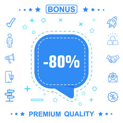 80 percent off icon in speech bubble