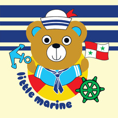 Wall Mural - cool funny sailor bears cartoon vector 