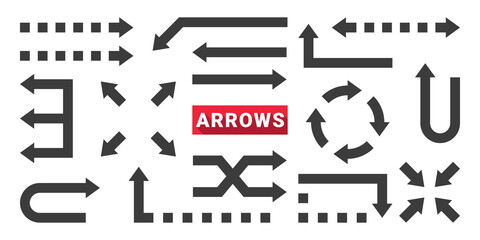 Wall Mural - Vector arrows set. Collection different arrows sign. Modern simple arrows. Vector illustration