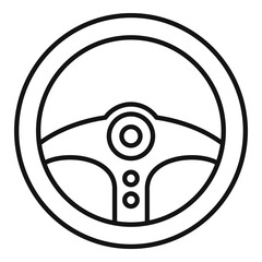 Poster - Round steering wheel icon, outline style