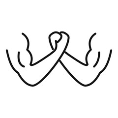 Canvas Print - Arm wrestling handshake icon, outline style