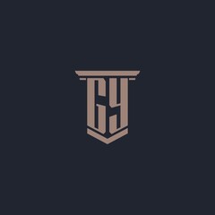 GY initial monogram logo with pillar style design