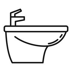 Sticker - Furniture bidet icon, outline style