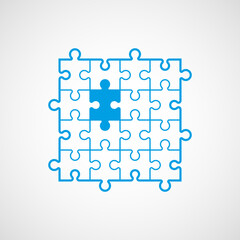 Leinwandbilder - A lot of piece flat puzzle pattern presentation. Many step puzzles business background. Simple pattern. Section compare service banner. Puzzle illustration template simple shape. Abstract Background