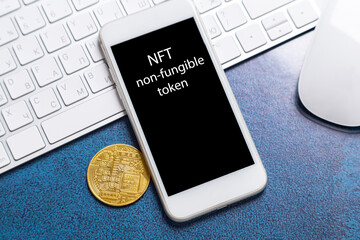 Wall Mural - Crypto Art concept. Blockchain called NFTs. Digital collectibles for cryptocurrencies. Non-fungible token for Crypto artworks