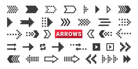 Wall Mural - Vector arrows icons. Simple arrow big set. Different arrows sign. Vector illustration