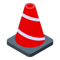 Canvas Print - Red road cone icon. Isometric of Red road cone vector icon for web design isolated on white background