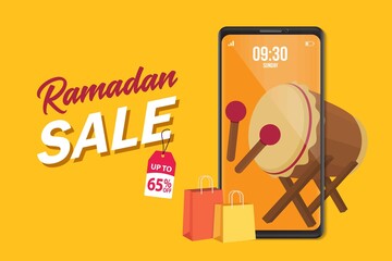 Wall Mural - Ramadan super sale, web banner design with hanging intricate lanterns and space for your image. Upto 40% cashback offer.