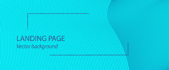 Teal, blue landing page background with dark particles. Landing page, banner template. Dotted lines. Technology points pattern. Vector digital concept. Abstract design for promotion materials. EPS10