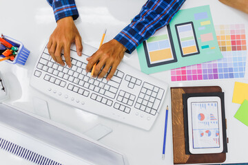 Wall Mural - smooth focus,a team of ui ux web designers are working together to develop a mobile responsive websi
