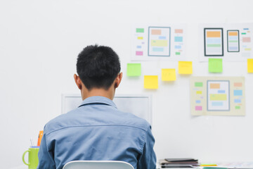 Wall Mural - smooth focus,a team of ui ux web designers are working together to develop a mobile responsive websi