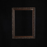Fototapeta  - black elegant frame, baroque style, dark background