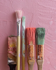 brushes on a wooden background