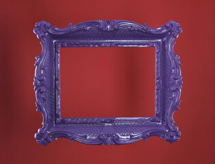 Sticker - purple elegant frame, baroque style, red background