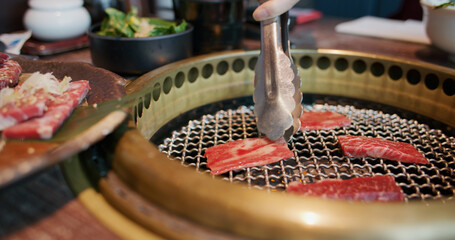 Canvas Print - Fresh beef grilled on the stove