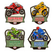 4 vector emblems with motorcycles