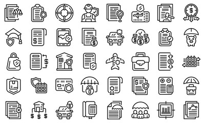 Wall Mural - Liability icons set. Outline set of liability vector icons for web design isolated on white background