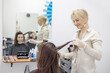 © klavdiyav - process of coloring the hair and painting over the gray hair of a young woman in a beauty salon