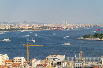 Wall Mural - Panoramica, Panoramic, Vista o View de la ciudad de Estambul o Istanbul del pais de Turquia o Turkey desde la Torre o Tower Galata